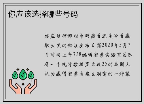 你应该选择哪些号码 